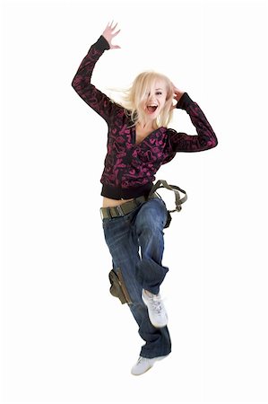 Woman is dancing hip-hop. Studio isolated Photographie de stock - Aubaine LD & Abonnement, Code: 400-05247556