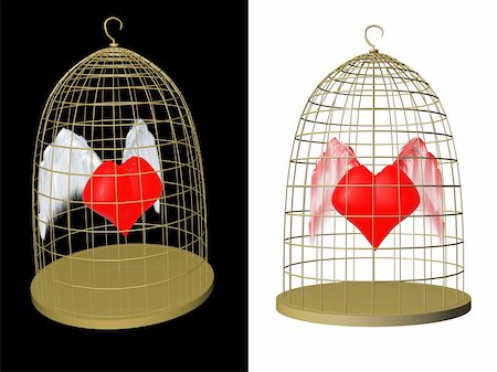 red heart in birdcage. 3d Foto de stock - Super Valor sin royalties y Suscripción, Código: 400-05247788