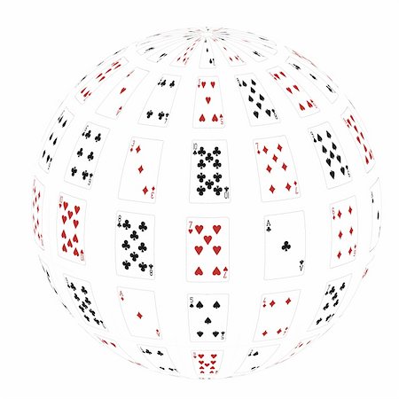 face cards queen - 3d a sphere from playing cards on a white background. Vector Stock Photo - Budget Royalty-Free & Subscription, Code: 400-05248561