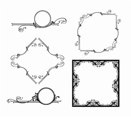 dark graphic corners - Set different ornamental the elements. Vector illustration Stock Photo - Budget Royalty-Free & Subscription, Code: 400-05248622