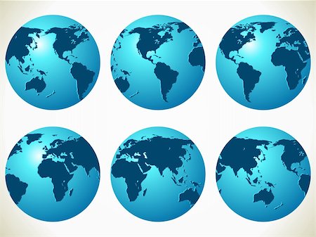 World maps. Vector illustration different part of globe. Stock Photo - Budget Royalty-Free & Subscription, Code: 400-05249893