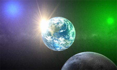 simsearch:400-04265415,k - Sci-fi Earth, Moon is foreground Stock Photo - Budget Royalty-Free & Subscription, Code: 400-05240403