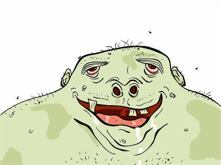 scary cartoon faces - Editable vector illustration of an ugly but happy green man Stock Photo - Budget Royalty-Free & Subscription, Code: 400-05241224