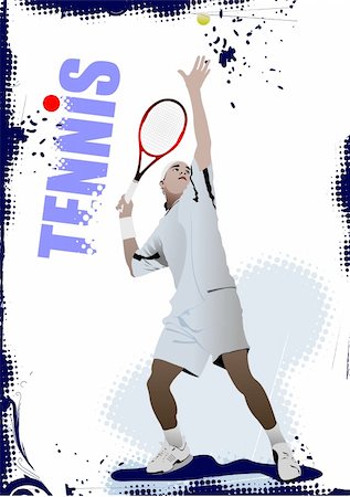 Tennis player poster. Colored Vector illustration for designers Stock Photo - Budget Royalty-Free & Subscription, Code: 400-05242298