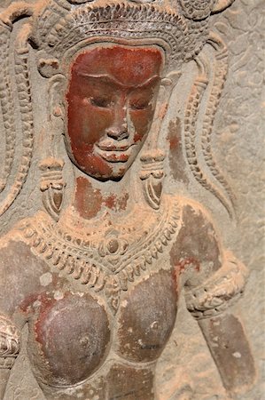Apsara - one of thousands of unique carvings of khmer dancing girls in Angkor Wat, Cambodia Stock Photo - Budget Royalty-Free & Subscription, Code: 400-05242397