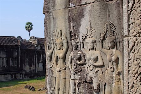 Apsaras - carvings of khmer dancing girls in Angkor Wat, Cambodia Stock Photo - Budget Royalty-Free & Subscription, Code: 400-05242398