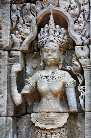 Apsara - one of thousands of unique carvings of khmer dancing girls in Angkor Wat, Cambodia Stock Photo - Budget Royalty-Free & Subscription, Code: 400-05242404