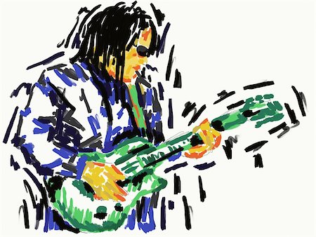 simsearch:400-04863651,k - hand painted illustration of a guitar player Stock Photo - Budget Royalty-Free & Subscription, Code: 400-05242613