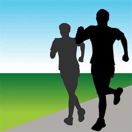 shadow and outline of a person running marathon - An image of fast runners. Stock Photo - Budget Royalty-Free & Subscription, Code: 400-05242923