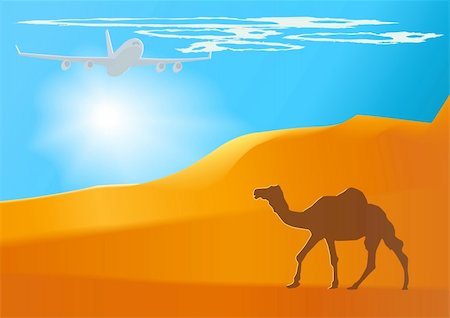 simsearch:400-04121488,k - Vector desert,camel,jet.Every items in this illustration is in a separate layers. Used gradients and blends. Foto de stock - Super Valor sin royalties y Suscripción, Código: 400-05243416