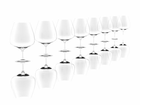 simsearch:400-04558755,k - Row of pure glass collection for drinks with reflection Stock Photo - Budget Royalty-Free & Subscription, Code: 400-05243708