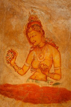 Ancient famous wall paintings (frescoes) at Sigirya, Sri Lanka Stock Photo - Budget Royalty-Free & Subscription, Code: 400-05243798