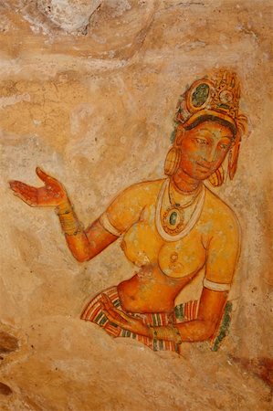 Ancient famous wall paintings (frescoes) at Sigirya, Sri Lanka Stock Photo - Budget Royalty-Free & Subscription, Code: 400-05243817