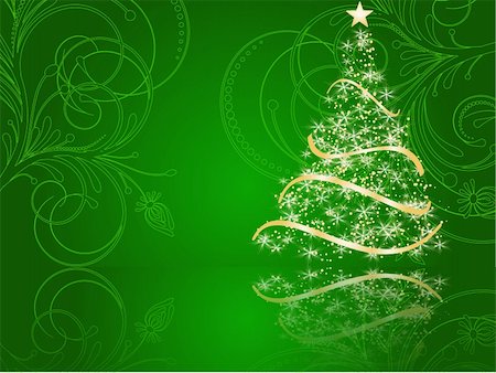 stylized Christmas tree on decorative background Stock Photo - Budget Royalty-Free & Subscription, Code: 400-05254117