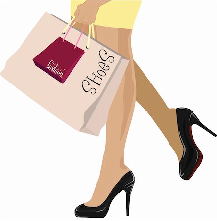 stylish girl in high heels with shopping bags Stock Photo - Budget Royalty-Free & Subscription, Code: 400-05254389