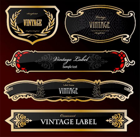 simsearch:400-05904254,k - Decorative black golden labels . Vector illustration Stock Photo - Budget Royalty-Free & Subscription, Code: 400-05255916
