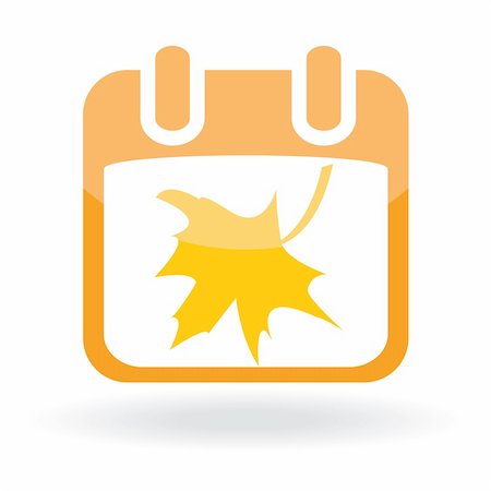 simsearch:400-05256623,k - Calendar with maple leaf. Autumnal icon. Vector illustration Photographie de stock - Aubaine LD & Abonnement, Code: 400-05256627