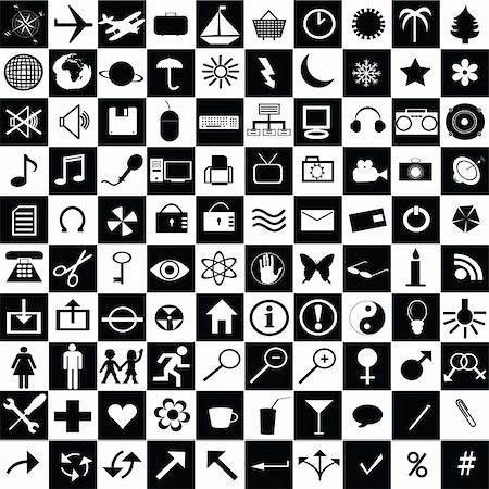 Black and white web icons Stock Photo - Budget Royalty-Free & Subscription, Code: 400-05257412