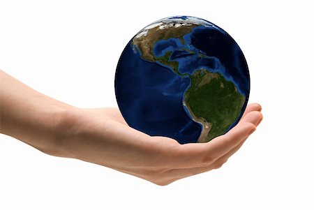 simsearch:400-04312382,k - Human hand holding the world in hands. Take care the earth concept Foto de stock - Super Valor sin royalties y Suscripción, Código: 400-05258774