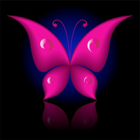 simsearch:400-06101053,k - Vector illustration of magenta icon simply butterfly on black background Photographie de stock - Aubaine LD & Abonnement, Code: 400-05259237