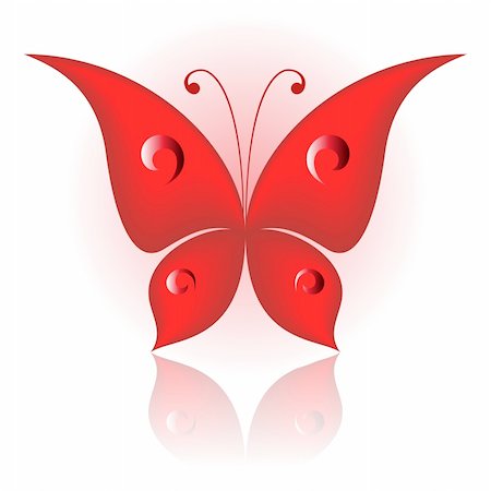 simsearch:400-06101053,k - Vector illustration of red icon simply butterfly Photographie de stock - Aubaine LD & Abonnement, Code: 400-05259239