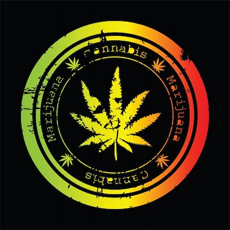 Grunge stamp with marijuana leaf Stock Photo - Budget Royalty-Free & Subscription, Code: 400-05259850