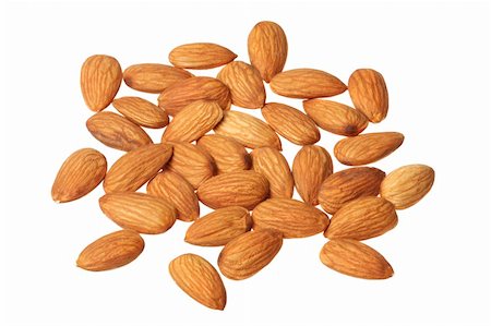 simsearch:400-04833195,k - Almonds isolated on white background Stock Photo - Budget Royalty-Free & Subscription, Code: 400-05250373