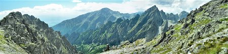 panoramic rock climbing images - nice panorama view of hight mountains Foto de stock - Super Valor sin royalties y Suscripción, Código: 400-05250400