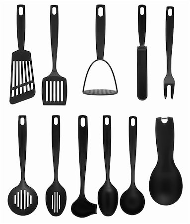 kitchen utensil collection isolated on white background. Stock Photo - Budget Royalty-Free & Subscription, Code: 400-05250701