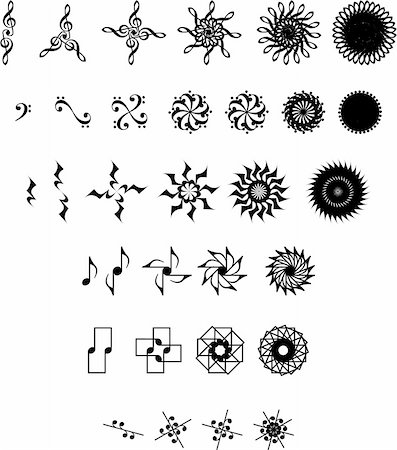 funky music notes - set of abstract tattoo of musical symbols and notes - illustration Stock Photo - Budget Royalty-Free & Subscription, Code: 400-05251250