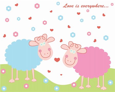 Vector illustration of sheep in love Stock Photo - Budget Royalty-Free & Subscription, Code: 400-05251582