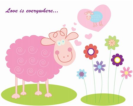 Vector illustration of sheep in love Stock Photo - Budget Royalty-Free & Subscription, Code: 400-05251583