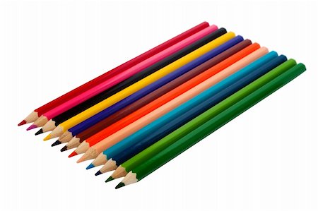 simsearch:400-04046903,k - Row of colored pencils. Isolated on white background with clipping path. Stock Photo - Budget Royalty-Free & Subscription, Code: 400-05252958