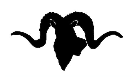ram animal side view - vector silhouette of the mountain ram on white background Stock Photo - Budget Royalty-Free & Subscription, Code: 400-05253639
