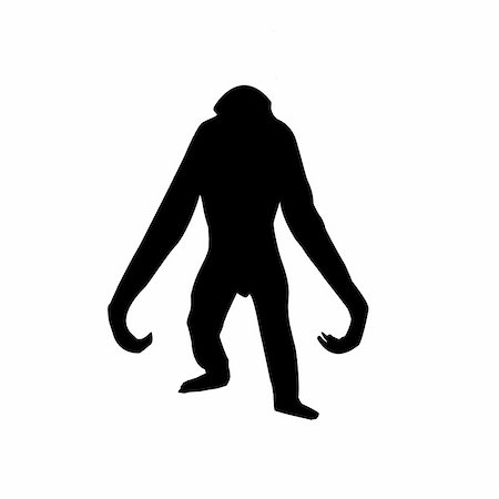 vector silhouette of the gorilla on white background Stock Photo - Budget Royalty-Free & Subscription, Code: 400-05265402