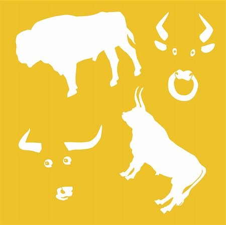 vector illustration oxen on yellow background Foto de stock - Super Valor sin royalties y Suscripción, Código: 400-05266017