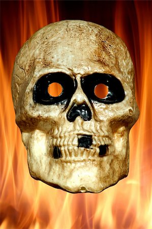 A Scary skull with fire background Stock Photo - Budget Royalty-Free & Subscription, Code: 400-05266778