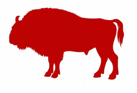 vector silhouette of the buffalo on white background Stock Photo - Budget Royalty-Free & Subscription, Code: 400-05266791