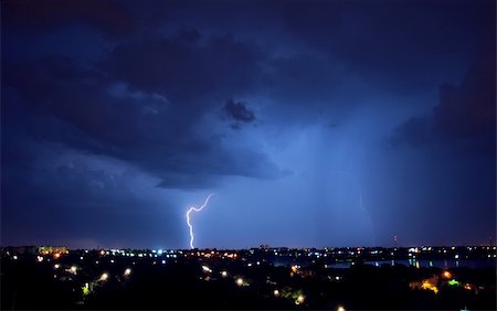 simsearch:400-04256241,k - Thunderstorm and perfect Lightning over city Stock Photo - Budget Royalty-Free & Subscription, Code: 400-05266896