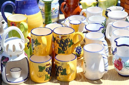 flower sale - Pottery handcraft jar cup from Mediterranean Spain Stock Photo - Budget Royalty-Free & Subscription, Code: 400-05267524