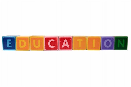 simsearch:400-04331637,k - toy letters that spell education against a white background with clipping path Stock Photo - Budget Royalty-Free & Subscription, Code: 400-05269507