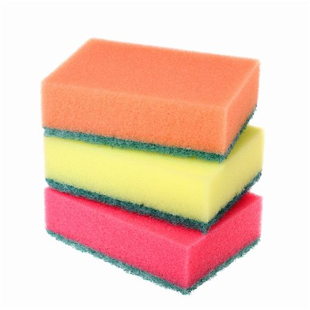 simsearch:400-04287497,k - Three colored kitchen sponges isolated on white background Stock Photo - Budget Royalty-Free & Subscription, Code: 400-05269720