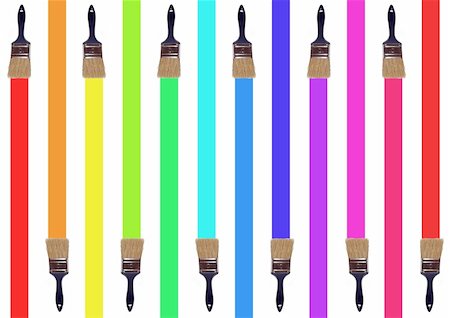 paint brush line art - Illustration of lots of paintbrushes painting vertical colourful lines Stock Photo - Budget Royalty-Free & Subscription, Code: 400-05260079