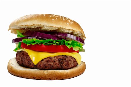 simsearch:400-06090558,k - A fresh cheeseburger isolated on white background. Stock Photo - Budget Royalty-Free & Subscription, Code: 400-05260841