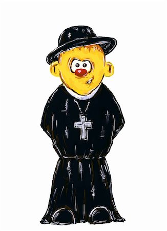 evangelist - funny hand painted priest on white background - illustration Stock Photo - Budget Royalty-Free & Subscription, Code: 400-05261480