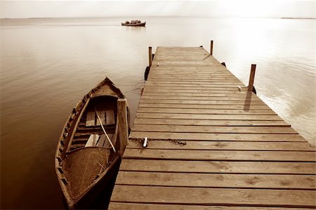 Albufera lake wetlands pier with boat in Valencia Spain Stock Photo - Budget Royalty-Free & Subscription, Code: 400-05261803