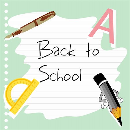 simsearch:400-07042264,k - illustration of school stationery on paper with back to school text Stock Photo - Budget Royalty-Free & Subscription, Code: 400-05262884