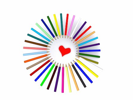 simsearch:400-04210608,k - color pencils around heart. 3D Stock Photo - Budget Royalty-Free & Subscription, Code: 400-05263911