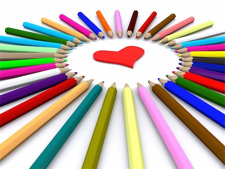simsearch:400-04210608,k - color pencils around heart. 3D Stock Photo - Budget Royalty-Free & Subscription, Code: 400-05263912