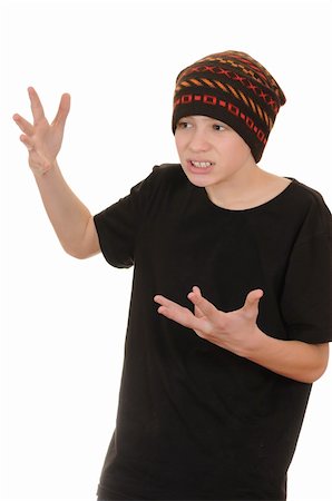 simsearch:400-04505681,k - The teenager in a black vest and a hat isolated on white background Stock Photo - Budget Royalty-Free & Subscription, Code: 400-05263947